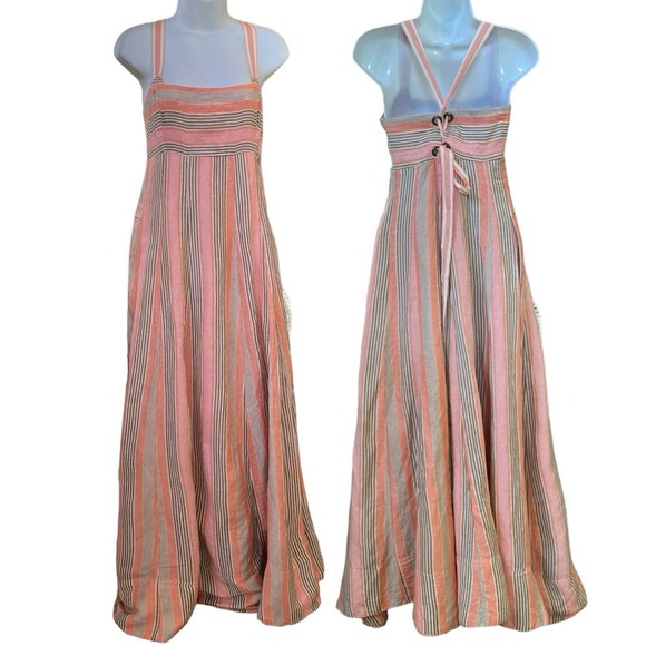ANTHROPOLOGIE MAEVE SQUARE NECK TIE BACK A-LINE MIDI MAXI DRESS SPRING $170 - Picture 5 of 5